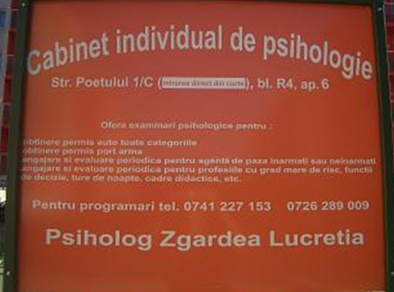 Cabinet individual de psihologie ZGÂRDEA LUCREŢIA